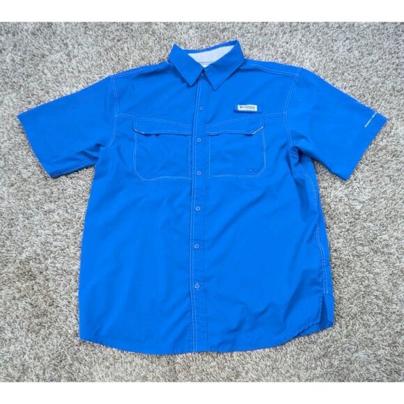 Columbia PFG Shirt Mens Medium Short Sleeve Button Down Budweiser Fishing - Picture 1 of 9